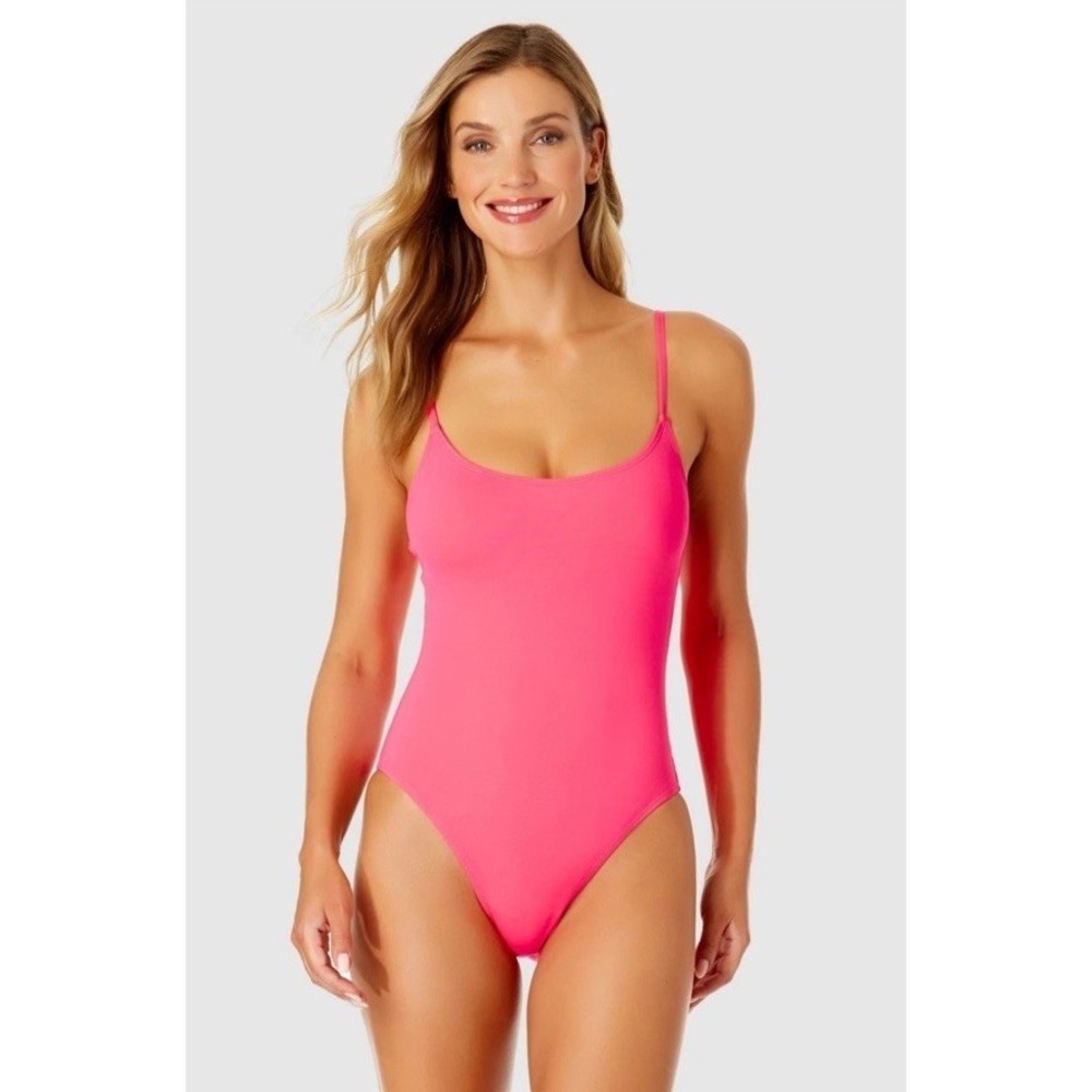 Anne Cole Pink Solid Adjustable Strap One-Piece Swimsuit Size 14
